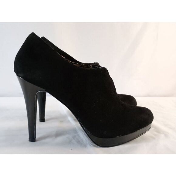 Style & Co Webb Black Suede Leather Booties Size 10 High Heel Ankle Boots - Picture 6 of 8